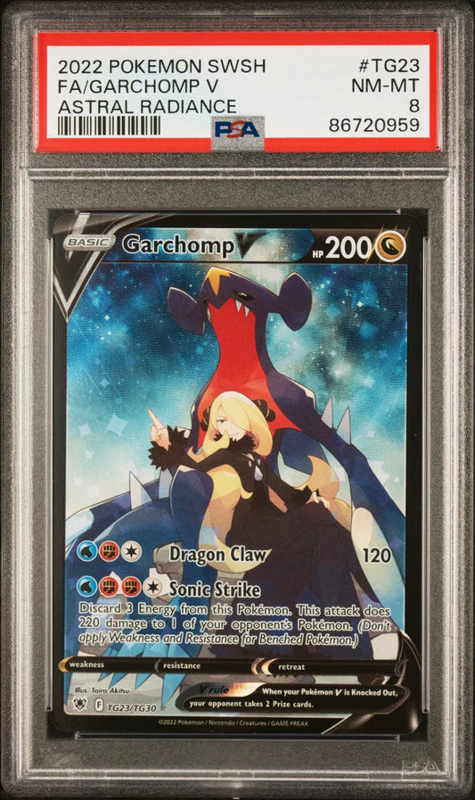 2022 POKEMON SWORD & SHIELD ASTRAL RADIANCE #TG23 FULL ART / GARCHOMP V PSA 8