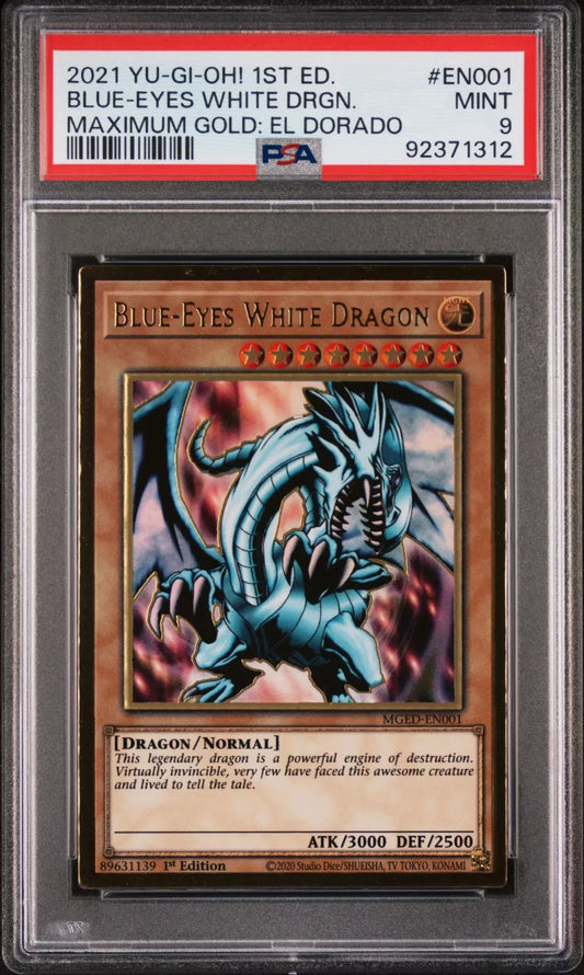 2021 Yu-Gi-Oh! MAXIMUM GOLD: EL DORADO 1ST EDITION BLUE-EYES WHITE DRAGON PSA 9